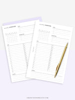 M108 | Monthly Overview, Month on a Page Printable Planner Inserts