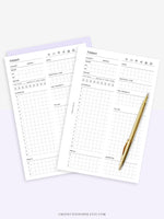 D102 | Daily Planner Inserts Printable Template, Minimal Grid Layout