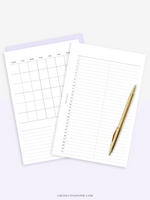 M116 | Basic Monthly Planner Inserts, Bullet Journal Template, MO2P