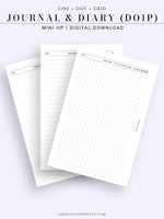 D112_DO1P | Daily Journal Diary Printable Pages, Line Dot Grid Notes