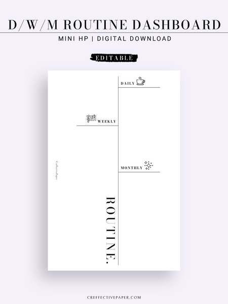 DA122 | Editable Daily & Weekly & Monthly Routine Dashboard ...