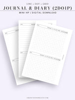 D112_2DO1P | Daily Journal Diary Printable Pages, Line Dot Grid Notes