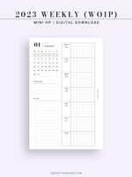 W108_01G_WO1P_2023 | 2023 Dated Weekly Planner Inserts Printable Template