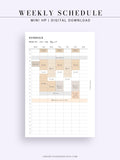 W106 | Weekly Schedule Planner Inserts, Time Table Template Printable