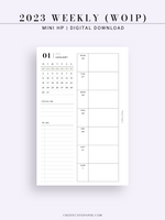 W108_01GX_WO1P_2023 | 2023 Dated Weekly Planner Inserts Printable Template