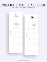 M118_2023 | 2023 Half-Page Calendar, Monthly Task list, Important Events Tracker