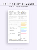 D108 | Daily Study Planner Inserts Printable Template
