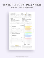 D108 | Daily Study Planner Inserts Printable Template