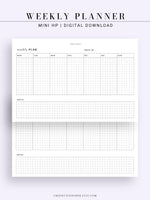 W102_H_2 | Horizontal Weekly Planner Printable