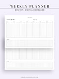 W102_H_2 | Horizontal Weekly Planner Printable