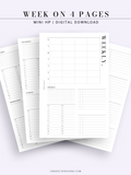 W117 | WO4P, Weekly 24-hour Schedule, To-do List Planner Template