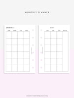 M101 | Basic Monthly Planner Printable Inserts for Minimalist