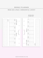 W102_H_2 | Horizontal Weekly Planner Printable
