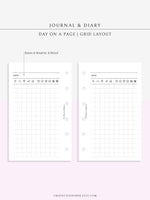 D112_DO1P | Daily Journal Diary Printable Pages, Line Dot Grid Notes