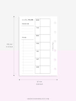 W108 | Week on a Page, Weekly Planner Printable Inserts Template