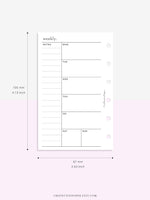 W107 | Week on a Page, Weekly Planner Printable Inserts, Monday Start