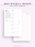 W108_01GX_WO2P_2023 | 2023 Dated Weekly Planner Inserts Printable Template