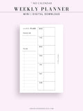 W108 | Week on a Page, Weekly Planner Printable Inserts Template