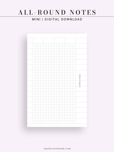 N120 | All-round Grid Notes Template, Printable Bullet Journal Inserts ...