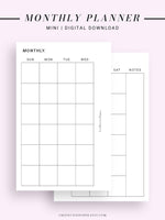 M101 | Basic Monthly Planner Printable Inserts for Minimalist
