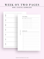 W110 | Week on 2 Pages, Weekly Planner & Tracker & Checklist