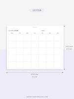 M111 | Horizontal Monthly Planner Printable Inserts, Month on a Page