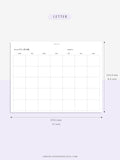 M111 | Horizontal Monthly Planner Printable Inserts, Month on a Page