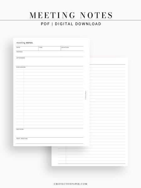 N105 | Meeting Notes Template