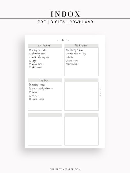 N108 | Inbox for Brain Dump and Functional Planning Pages