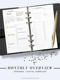M108 | Monthly Overview, Month on a Page Printable Planner Inserts