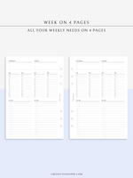 W116 | Weekly 24-hour Schedule Planner Template, WO4P