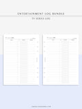 T121 | TV Series Tracker, Movie Journal, Entertainment Log Bundle