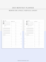 M113_V_2023 | 2023 Monthly Planner Printable (MO1P_Vertical)