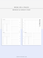 W117 | WO4P, Weekly 24-hour Schedule, To-do List Planner Template