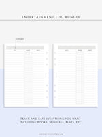 T121 | TV Series Tracker, Movie Journal, Entertainment Log Bundle