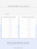 T121 | TV Series Tracker, Movie Journal, Entertainment Log Bundle