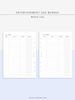 T121 | TV Series Tracker, Movie Journal, Entertainment Log Bundle