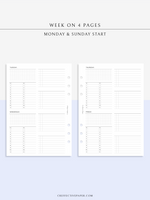 W117 | WO4P, Weekly 24-hour Schedule, To-do List Planner Template