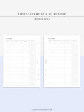 T121 | TV Series Tracker, Movie Journal, Entertainment Log Bundle
