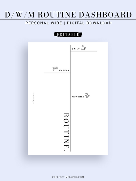 DA122 | Editable Daily & Weekly & Monthly Routine Dashboard ...