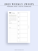 W108_01GX_WO1P_2023 | 2023 Dated Weekly Planner Inserts Printable Template