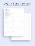 W108_01GX_WO2P_2023 | 2023 Dated Weekly Planner Inserts Printable Template
