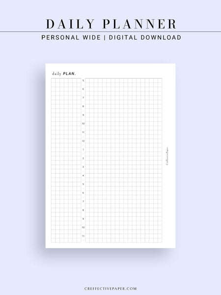Daily Plan Grid D119 | Basic Daily Planner, Grid Lyaout, Day on a Page – CreffectivePaper
