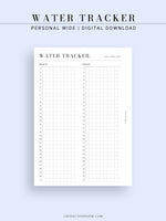 N121-5 | Water Tracker, Monthly Hydration Intake Template