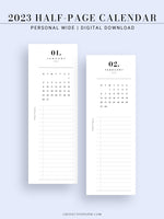 M118_2023 | 2023 Half-Page Calendar, Monthly Task list, Important Events Tracker