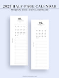 M118_2023 | 2023 Half-Page Calendar, Monthly Task list, Important Events Tracker