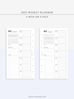 W108_01G_WO1P_2023 | 2023 Dated Weekly Planner Inserts Printable Template