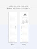 M118_2023 | 2023 Half-Page Calendar, Monthly Task list, Important Events Tracker