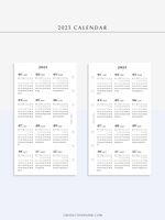 Y104_2023 | 2023 Calendar Planner Inserts Printable