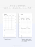 M107 | Month at a Glance, Monthly Overview, Month on 2 Pages